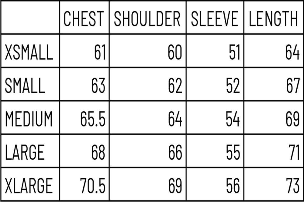 Size Chart for Mughal Hoodie