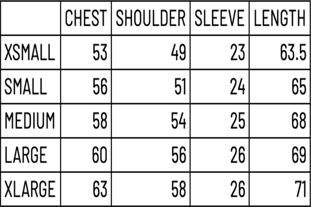 Size Chart for Darwaza Tee